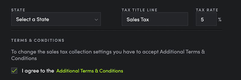 Sales tax settings